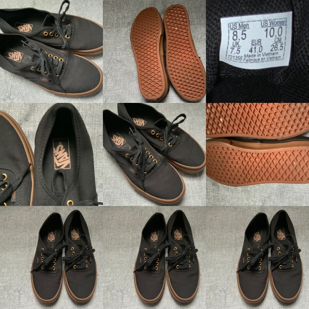 Vans Black Rubber Gum Sneaker 10 women’s 8.5 men’s